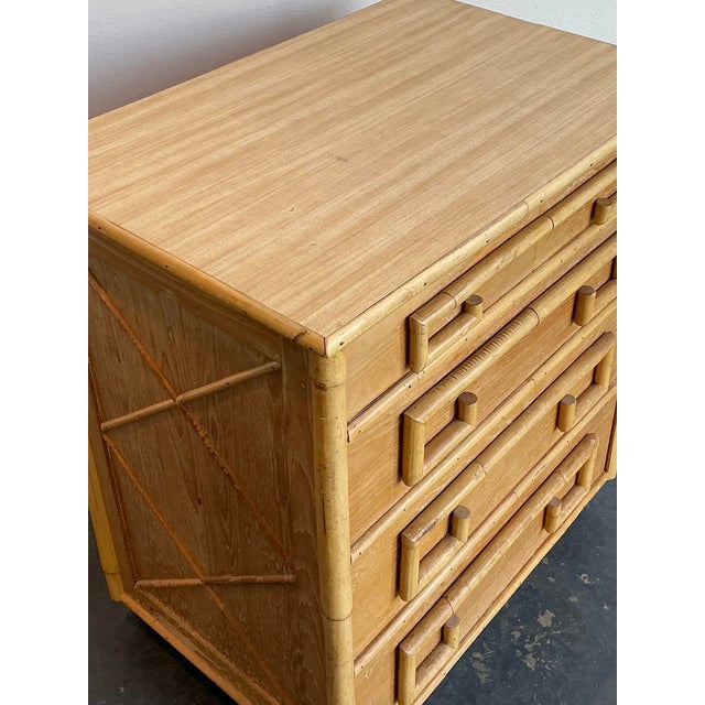 Late 20th Century Vintage Whitecraft Oak and Bamboo Chest of Drawers For Sale - Image 5 of 12