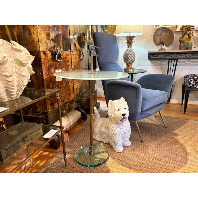 Italian Modern Brass And Glass Table. Offered is a stunning Italian mid century modern Gio Ponti inspired brass and glass...