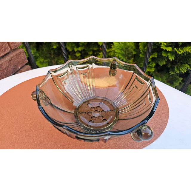 Art Deco Glass Bowl in Storm-Cloud Color by Stölzle Heřmanova Huť, 1920s For Sale - Image 6 of 9