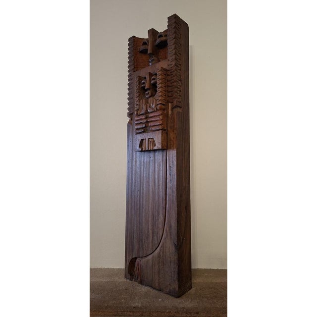 Modern Modernist Wall Sculpture in Carved Wood, 1971 For Sale - Image 3 of 7