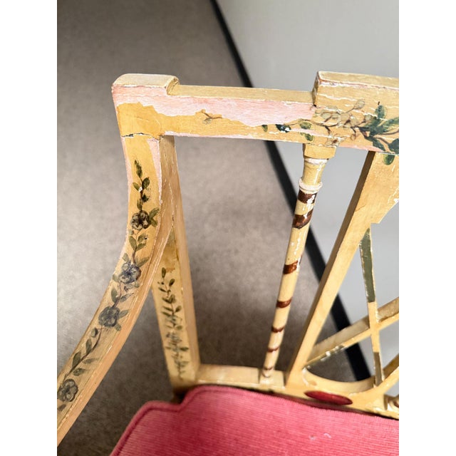 Antique Neoclassical Floral Painted Armchairs - A Pair For Sale - Image 12 of 18