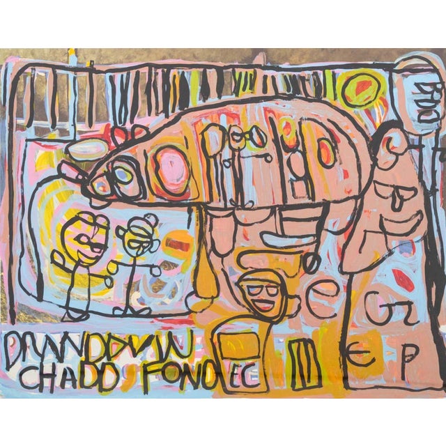 Brandon Spicer-Crawley (American, b. 1980) Attributed, Abstract Figural Scene, Acrylic on Lithograph in Colors, apparently...