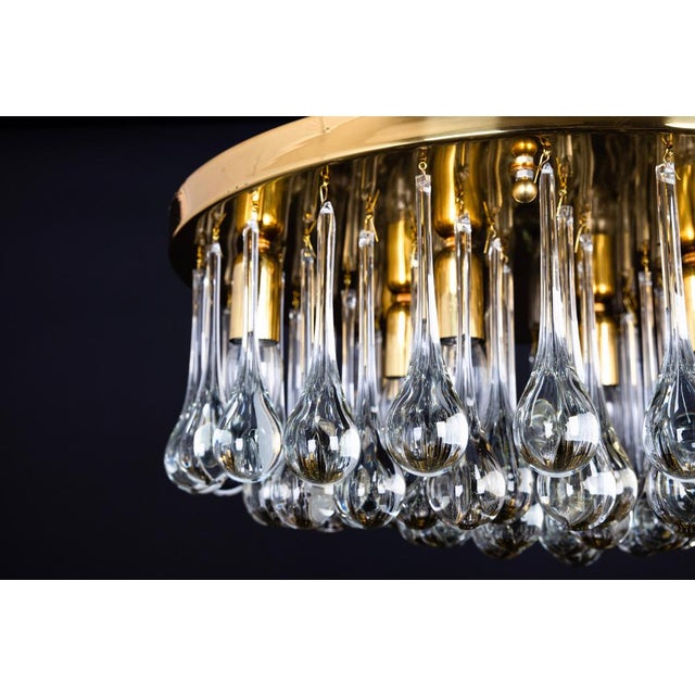 Metal Large Murano Glass Tear Drop Chandelier attributed to C.Palme, Germany, 1970s For Sale - Image 7 of 9