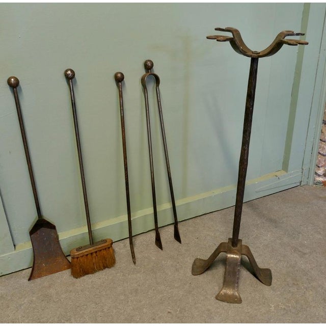 Large French Iron Fire Tool Companions, Set of 4 For Sale - Image 5 of 7