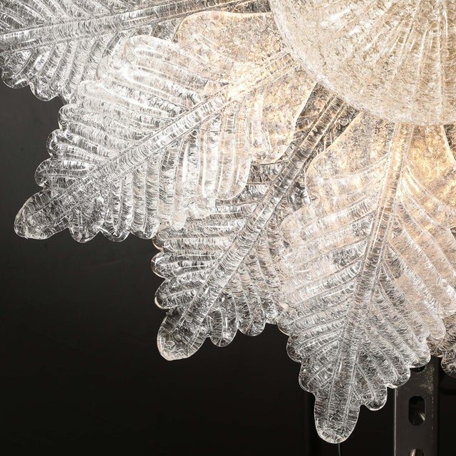 Modernist Hand-Blown Mottled Murano Glass Acanthus Flush Mount For Sale - Image 18 of 18