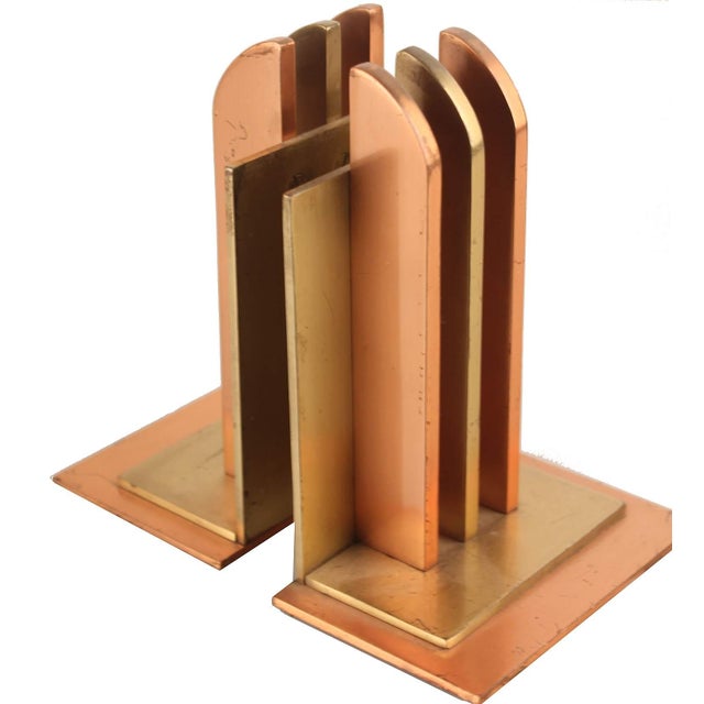 Copper Art Deco Bookends by Von Nessen for Chase, 1930s, Set of 2 For Sale - Image 8 of 10