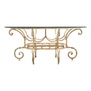 20th Century Italian Regency Wrought Iron Garden Dining Table For Sale