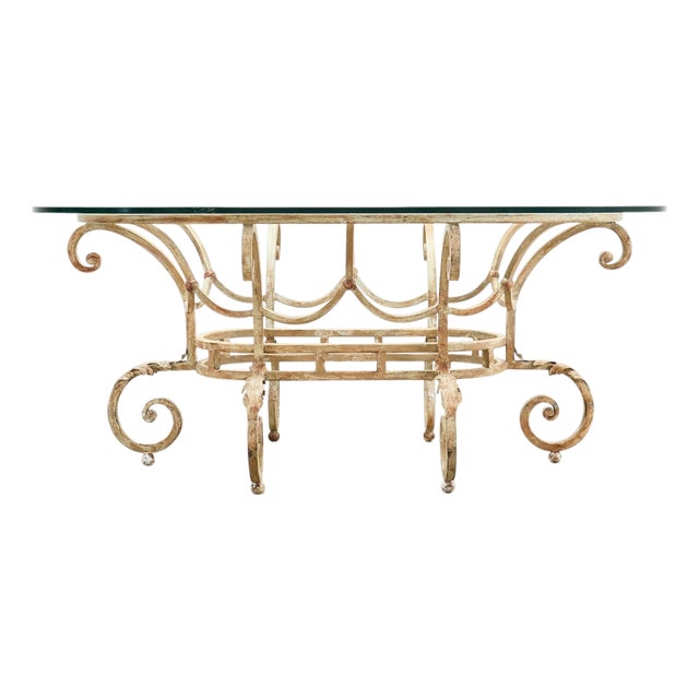 20th Century Italian Regency Wrought Iron Garden Dining Table For Sale