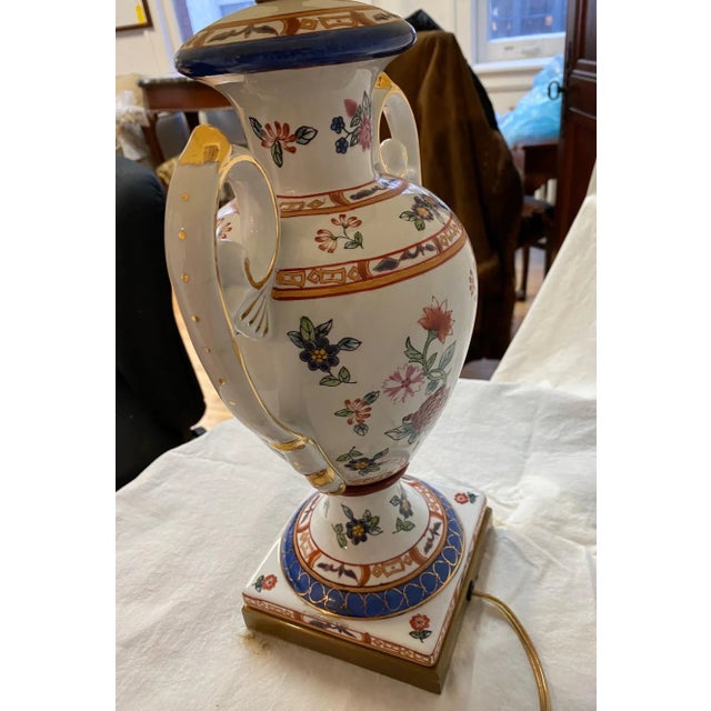 1980s Remington Hand Painted Porcelain Table Lamp For Sale - Image 5 of 13