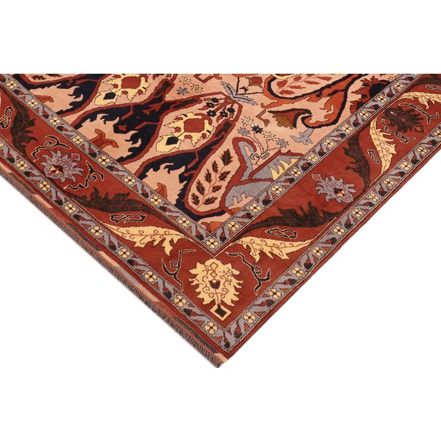 Rustic Kargahi 1980's Tan/Rust Wool Rug - 6'2'' X 9'0'' For Sale - Image 4 of 10