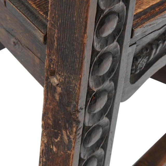 Wood 17th Century French Renaissance Oak Caquetoire For Sale - Image 7 of 8