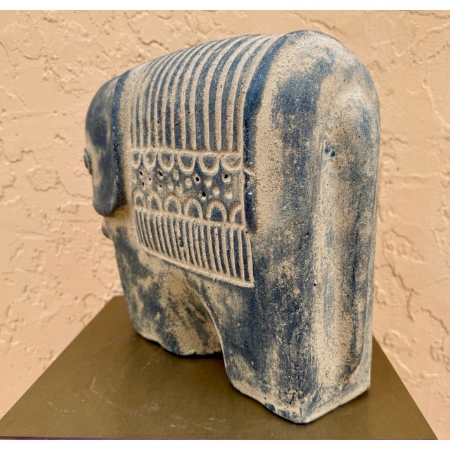 Stunning early 20th century hand sculpted ceramic elephant, with origins of Central America. Intricately carved designs...