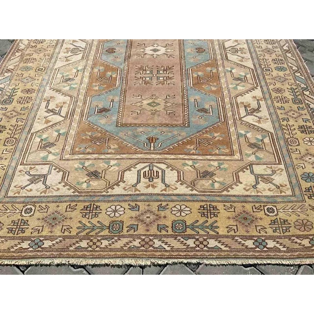 Textile 1950's Hand Knotted Turkish Area Rug - 80" X 110" For Sale - Image 7 of 11