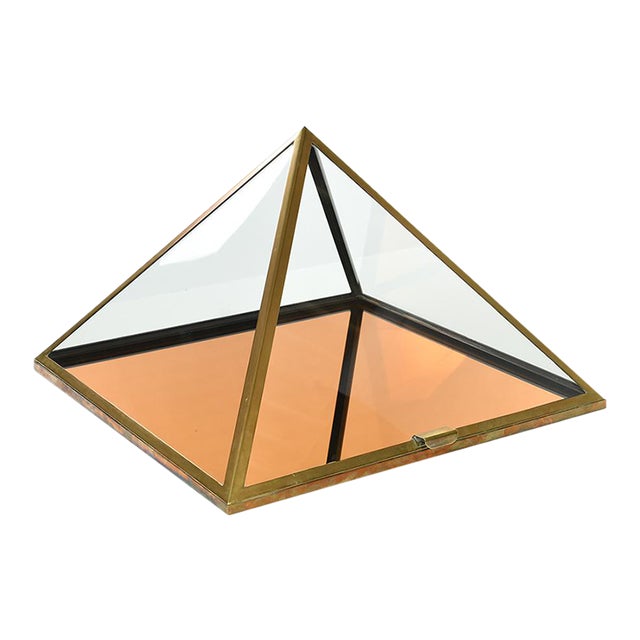 Pyramid Showcase Cabinet in Brass For Sale