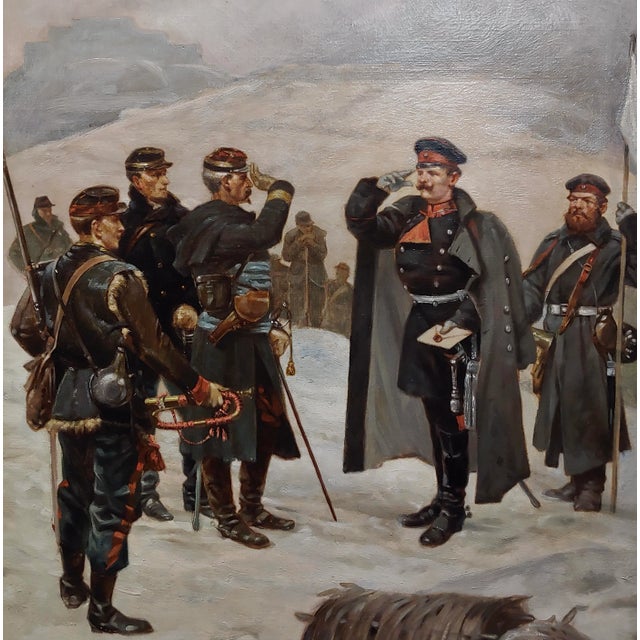 Alphonse De Neuville -French & Prussian Army Saluting-Oil Painting For Sale - Image 4 of 9