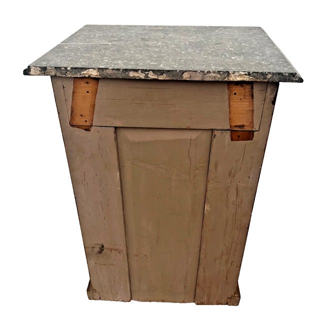 19th Century European Empire, Biedermeier Burl Walnut Marble-Top Bedside Cabinet For Sale - Image 9 of 9