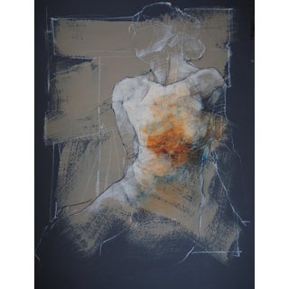 Michal Bajsarowicz, Female Nude in Grey Colours, 2026, Ink & Pastel on Paper For Sale