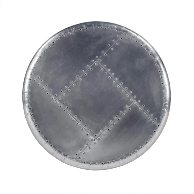 Spritely Home Accent Furniture Midway Aviator Metal Accent Table, Silver For Sale - Image 4 of 5