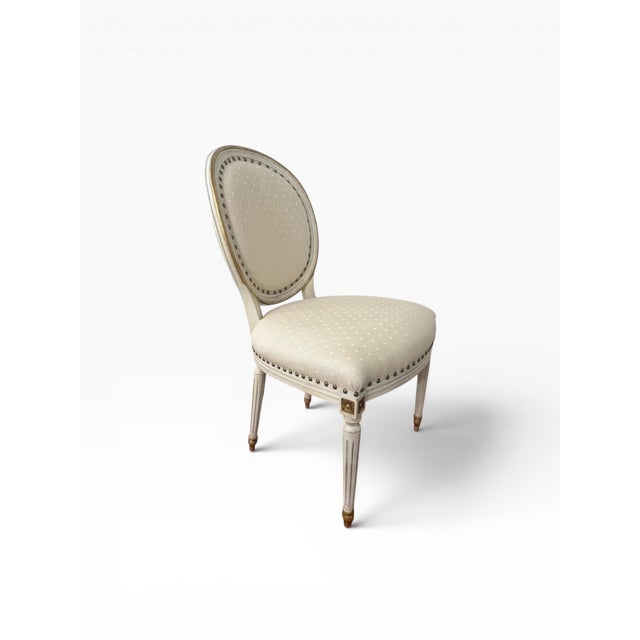 Vintage French Louis XVI Style Carved Wood Side Chair With Original Painted Finish For Sale In Boston - Image 6 of 12