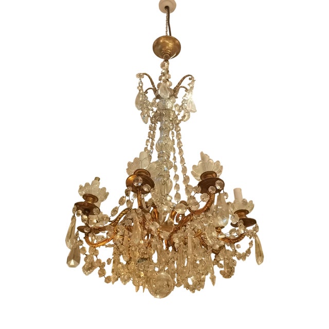 Crystal and Bronze Light Fixture, 1890s For Sale