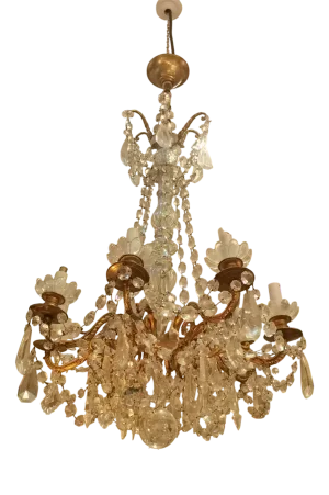 Crystal and Bronze Light Fixture, 1890s
