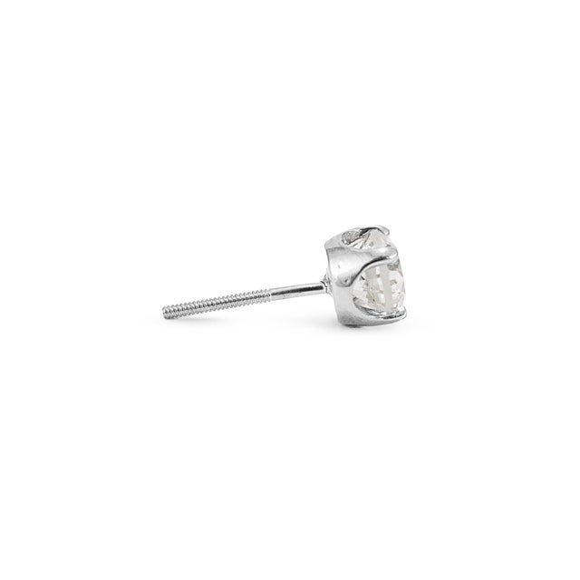 14k White Gold 4 Prong Screw Back 1.90 Ct Round Diamond Stud Earrings, A Pair For Sale In Houston - Image 6 of 8