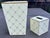 Elegant coordinating wastebasket and tissue box cover by Allen G Designs, beautifully finished in warm ivory with delicate...