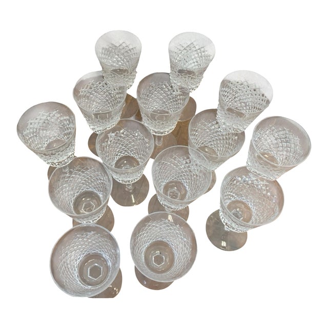 1970s Set of 14 Water Goblet Alana by Waterford Crystal Discontinued For Sale