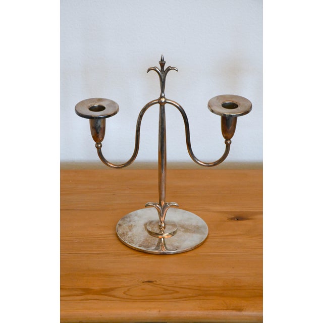 1920s Swedish Grace Silver-Plated Candelabras by Elis Bergh for C. G. Hallberg, Stockholm, 1920s, Set of 2 For Sale - Image 5 of 7