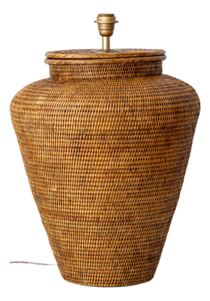 Vintage Hand-Woven Rattan Jar Table Lamp, 1980s