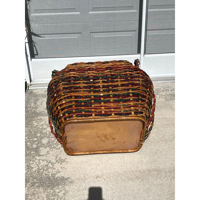 Wood Large Snake Charmer Style Storage Basket With Handles For Sale - Image 7 of 10