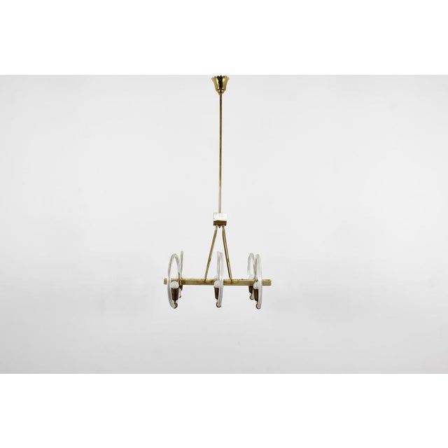 Mid-Century Murano Glass and Brass Chandelier from Barovier & Toso, Italy, 1940s For Sale - Image 4 of 18