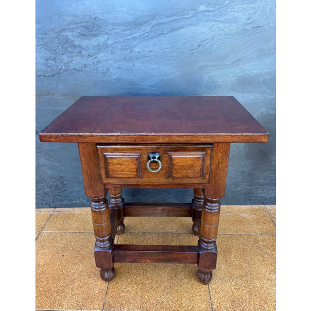 Spanish Oak Side Table with Drawer, Early 20th Century For Sale - Image 6 of 11