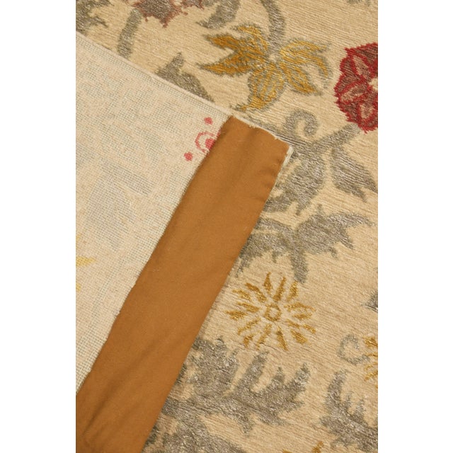 Textile Rug & Kilim's Bilbao Spanish Design Beige Floral Wool-Silk Runner For Sale - Image 7 of 7