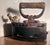 Antique Cast Iron, Enamel Coated Charcoal Box Iron Featuring a Wooden Handle & a Distinctive Brass Rooster-Shaped Latch For Sale - Image 12 of 12
