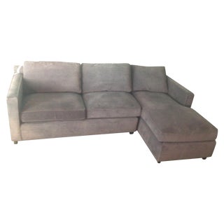 Grey and Lavender Crate & Barrel Sectional Couch For Sale