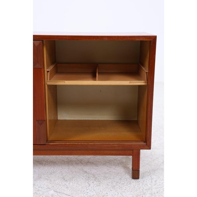 Mid-Century Mahogany Commode with Sliding Doors For Sale - Image 10 of 17