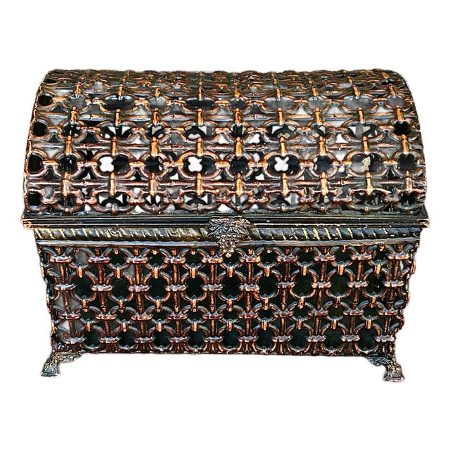 Vintage Moorish Storage Chest With Domed Lid For Sale