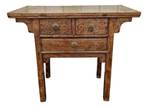 Mid 20th Century Asian Elmwood Three-Drawer Altar / Console Table