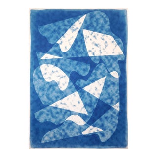 2026, Avant Garde Style, Modern Cyanotype, Handmade Monotype of Smoke and Mirrors by Kind of Cyan For Sale