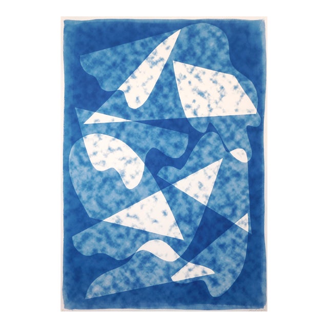 2026, Avant Garde Style, Modern Cyanotype, Handmade Monotype of Smoke and Mirrors by Kind of Cyan For Sale