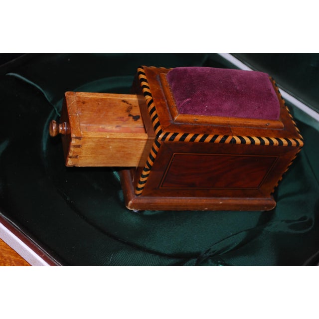 Wooden Inlay Pin Cushion Box With Drawer For Sale In Greenville, SC - Image 6 of 8