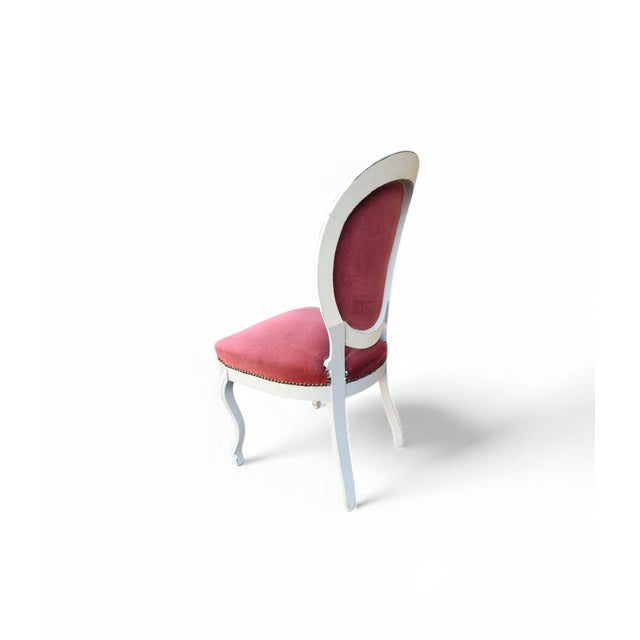 Cream Antique French Louis XVI Style Château Chairs in Pink Velvet, 1890s, Set of 4 For Sale - Image 8 of 18