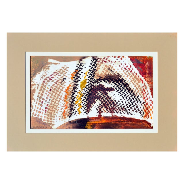 1970s Red and Brown Mesh Abstract by Les Anderson For Sale - Image 5 of 5