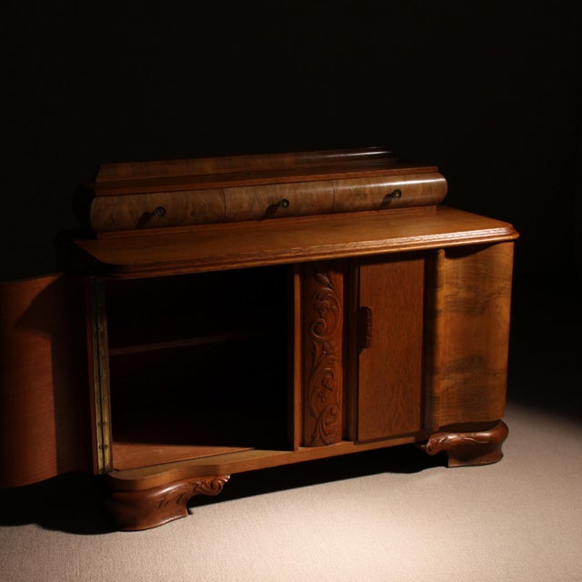 1920s Art Deco Superstructure Sideboard in Oak and Walnut, Germany, 1920s For Sale - Image 5 of 13