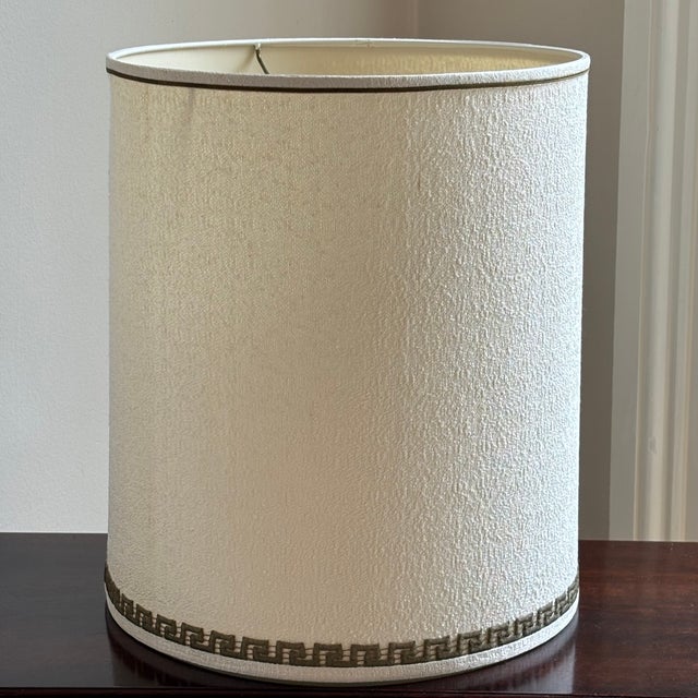 Mid-Century Modern Mid-20th Century Stiffel Drum Shade With Greek Key Motif For Sale - Image 3 of 18