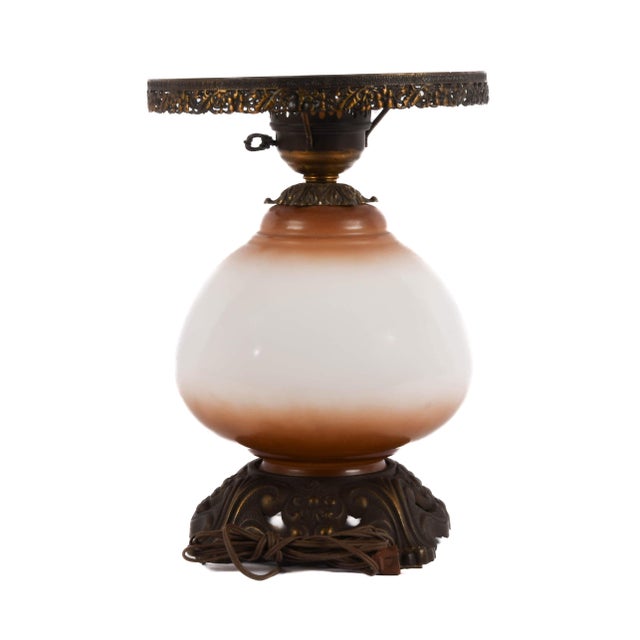 Mid 20th Century Falkenstein Hurricane Lamp Base With Decorated Flowers For Sale - Image 5 of 5