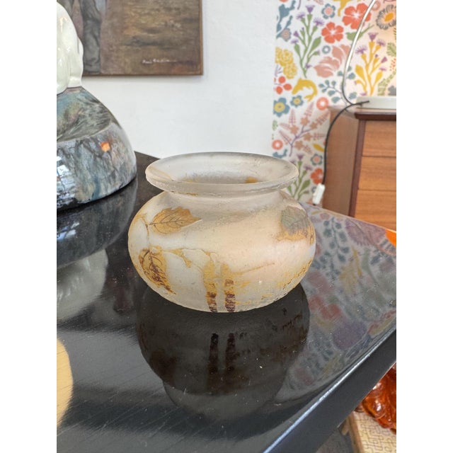 Muller Freres Vase with Cameo Etched Enamel and Acid Glass from Muller Frères, 1920s For Sale - Image 3 of 6