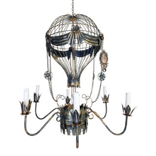 Antique Hot-Air Balloon Chandelier Destressed Finish For Sale