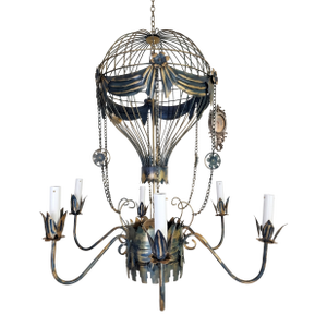 Antique Hot-Air Balloon Chandelier Destressed Finish
